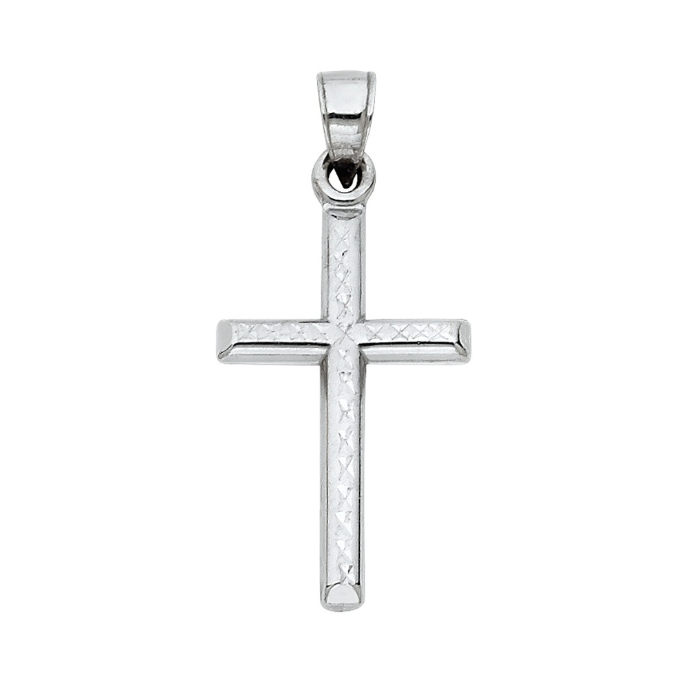 14K White Gold  Religious Cross Pendant